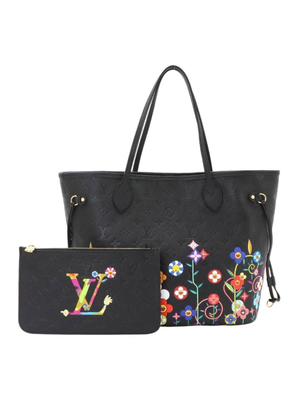 Louis Vuitton LV x Takashi Murakami Monogram Empreinte Neverfull MM Tote Bag